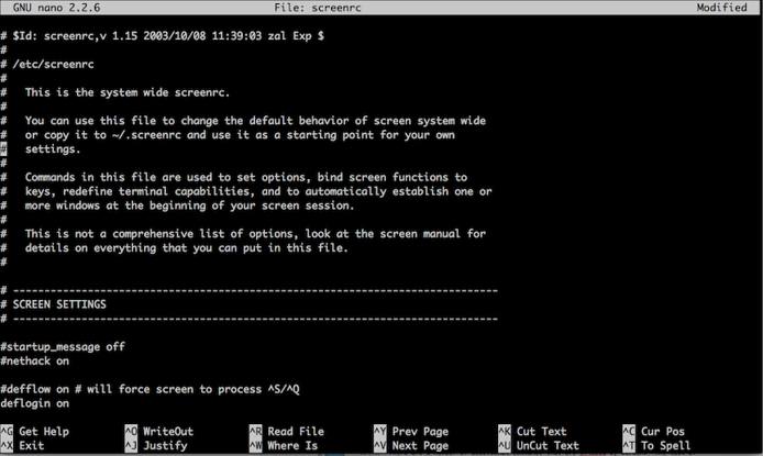 Sample screenrc file.