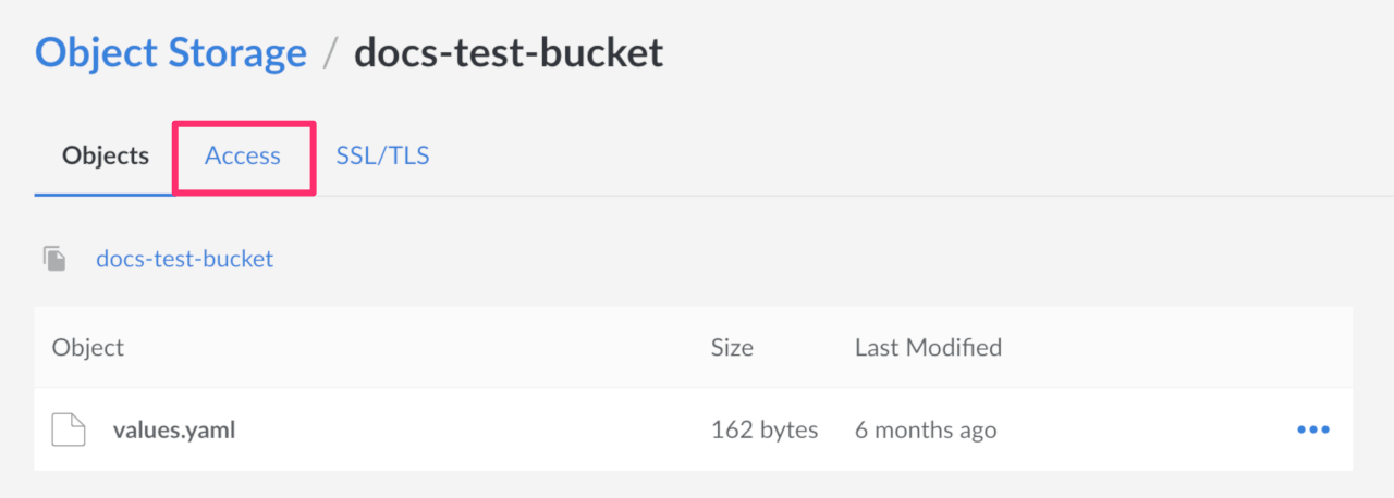 Object Storage Bucket Detail Page